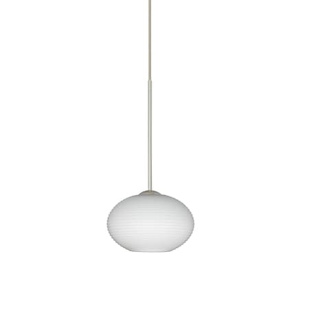 Besa Lighting Lasso Cord Pendant, Opal Matte, Satin Nickel Finish, 1x5W LED 1XT-561207-LED-SN